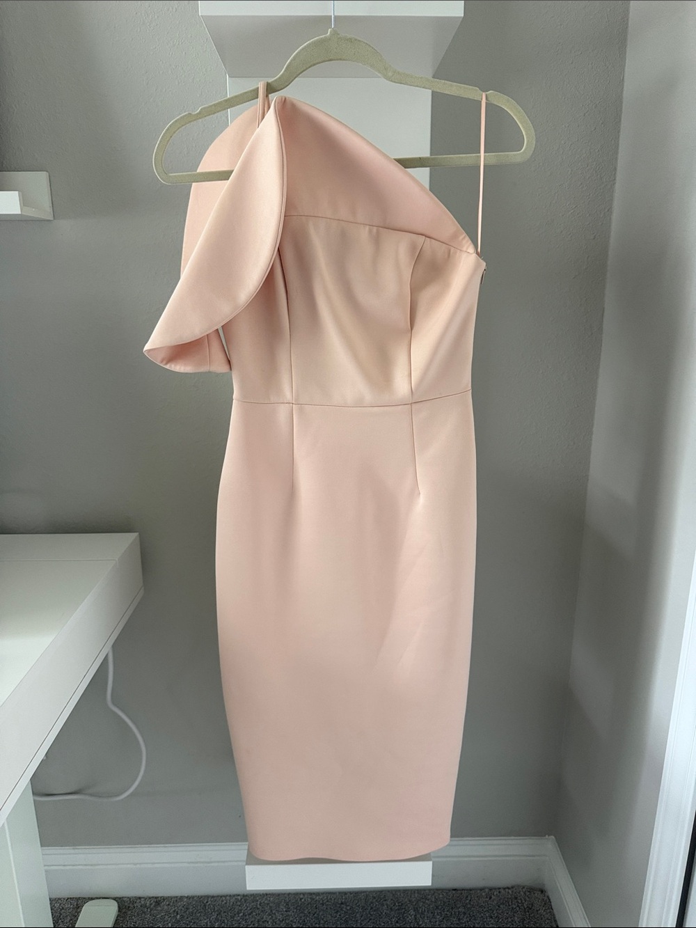 ASOS One-Shoulder Blush Pink Midi Dress